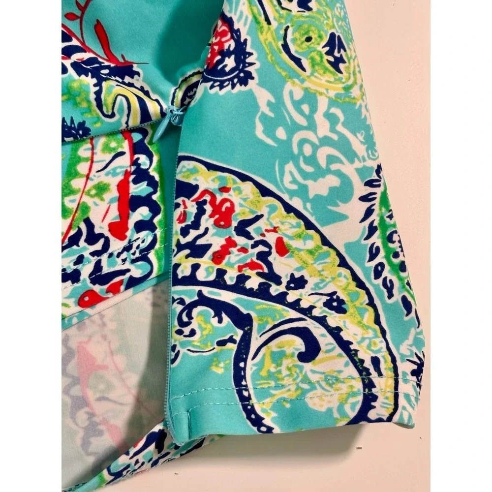 Aryeh Paisley Print Skort Aqua Paisley Sz L Tennis Pickleball Resort Beach - Picture 5 of 13